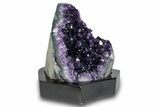 Deep Purple Amethyst Geode With Wood Base - Uruguay #275615-2